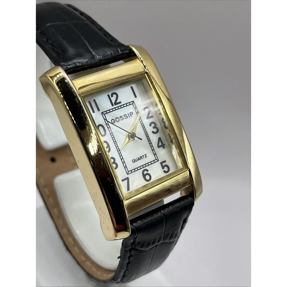 Gossip Women's‎ Watch MOP Dial Black Leather Band GSP173A- New Battery